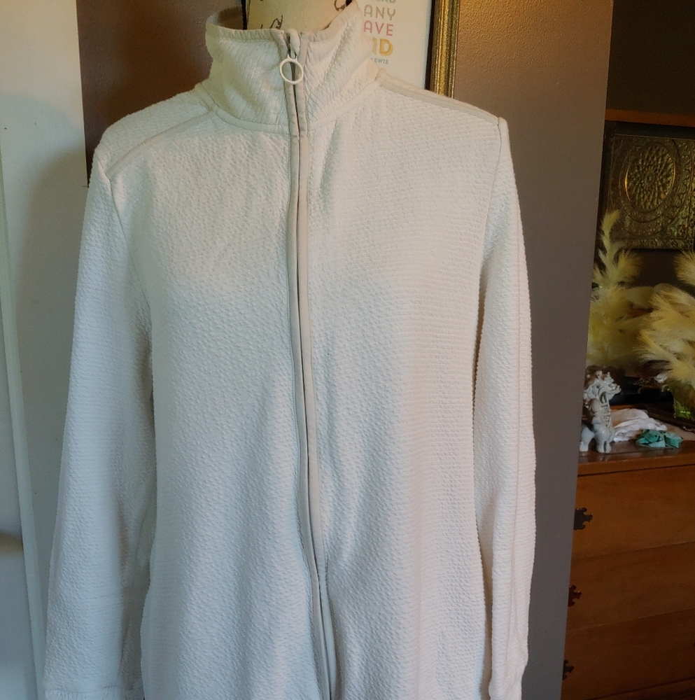 Women's. Long White Textured Jacket
